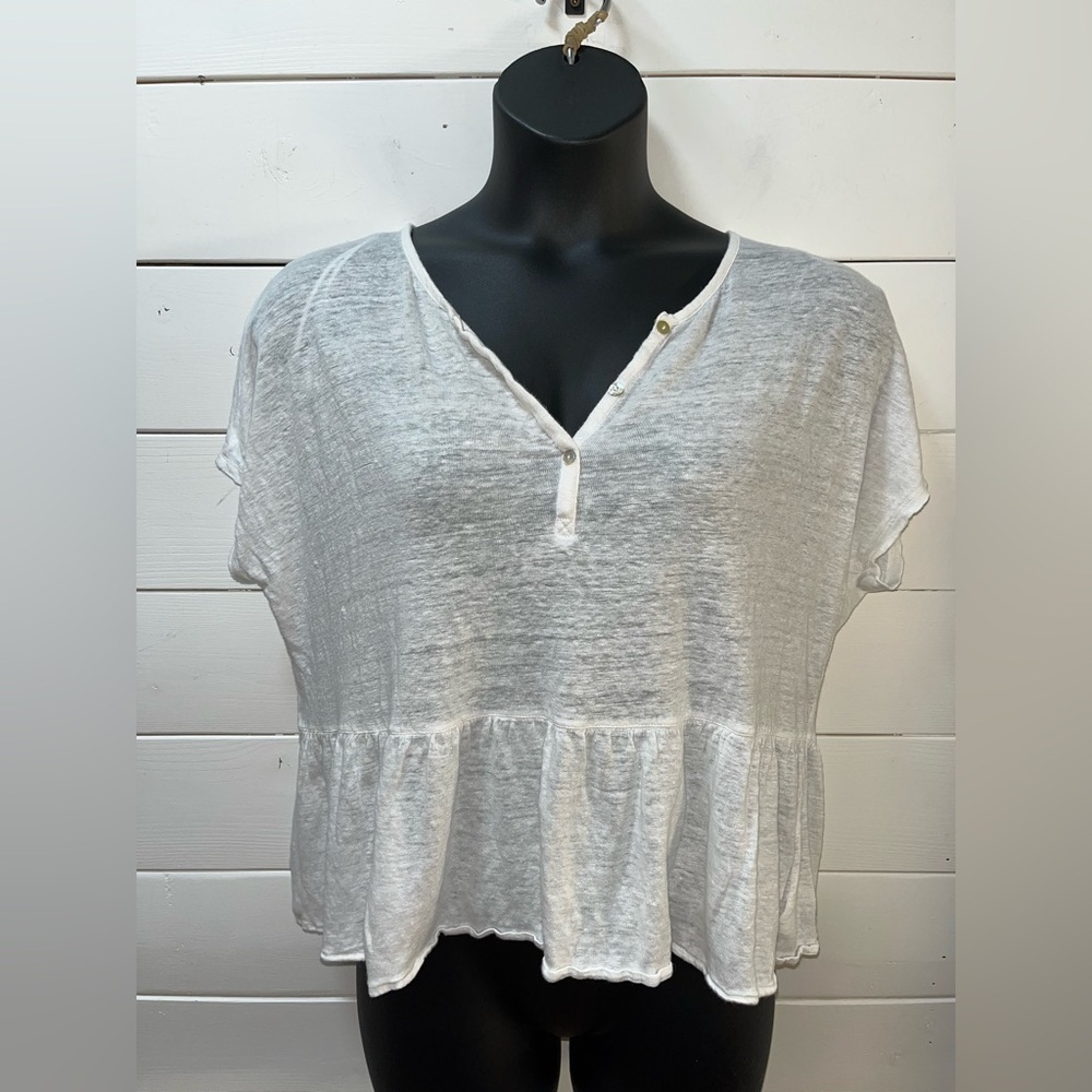 CYNTHIA ROWLEY – 100% Linen Ruffle Hem Top (XL) - Picture 5 of 9